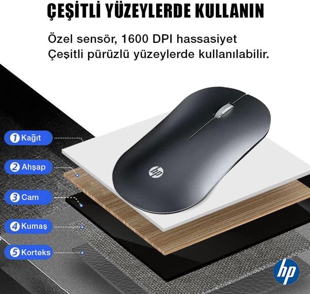 HP DM10 2,4ghz Wireless Bluetooth Kablosuz Optik Sessiz Mouse